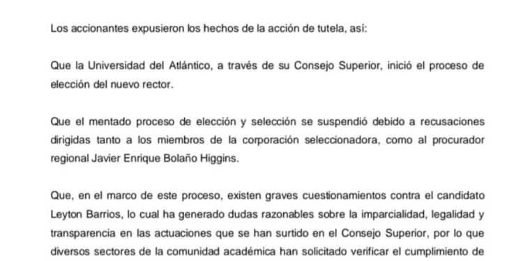 Tribunal negó tutela y mantuvo en firme la elección del rector de Uniatlántico